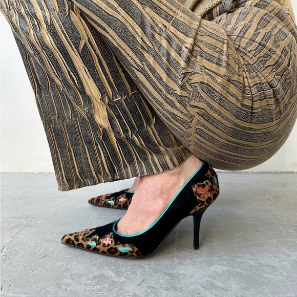 Donald J Pliner Couture Coyate Coyote Heel Stiletto Pump Animal Print Leather - Picture 1 of 15